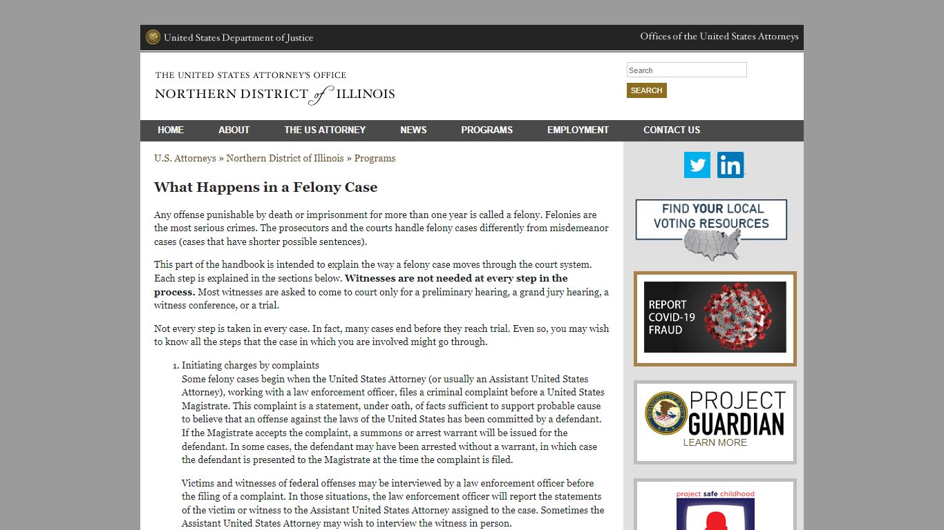 What Happens in a Felony Case - United States Department of Justice
